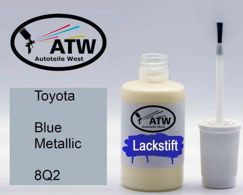 Toyota, Blue Metallic, 8Q2: 20ml Lackstift, von ATW Autoteile West.